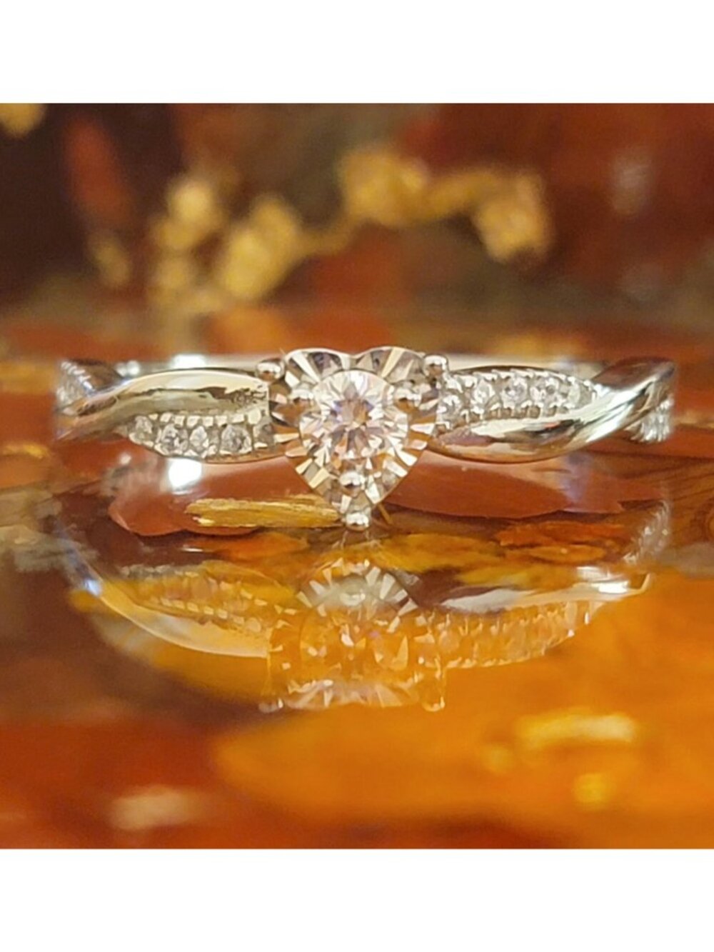 Lab Grown Diamond Heart Ring Size 9 S925 Moissanite Accents NWT